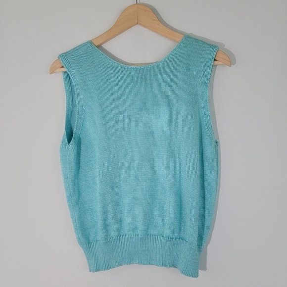 FIA ITALIA Baby Blue Y2K Knit Tank Top Women's Size M Scoop-neck - Picture 2 of 9